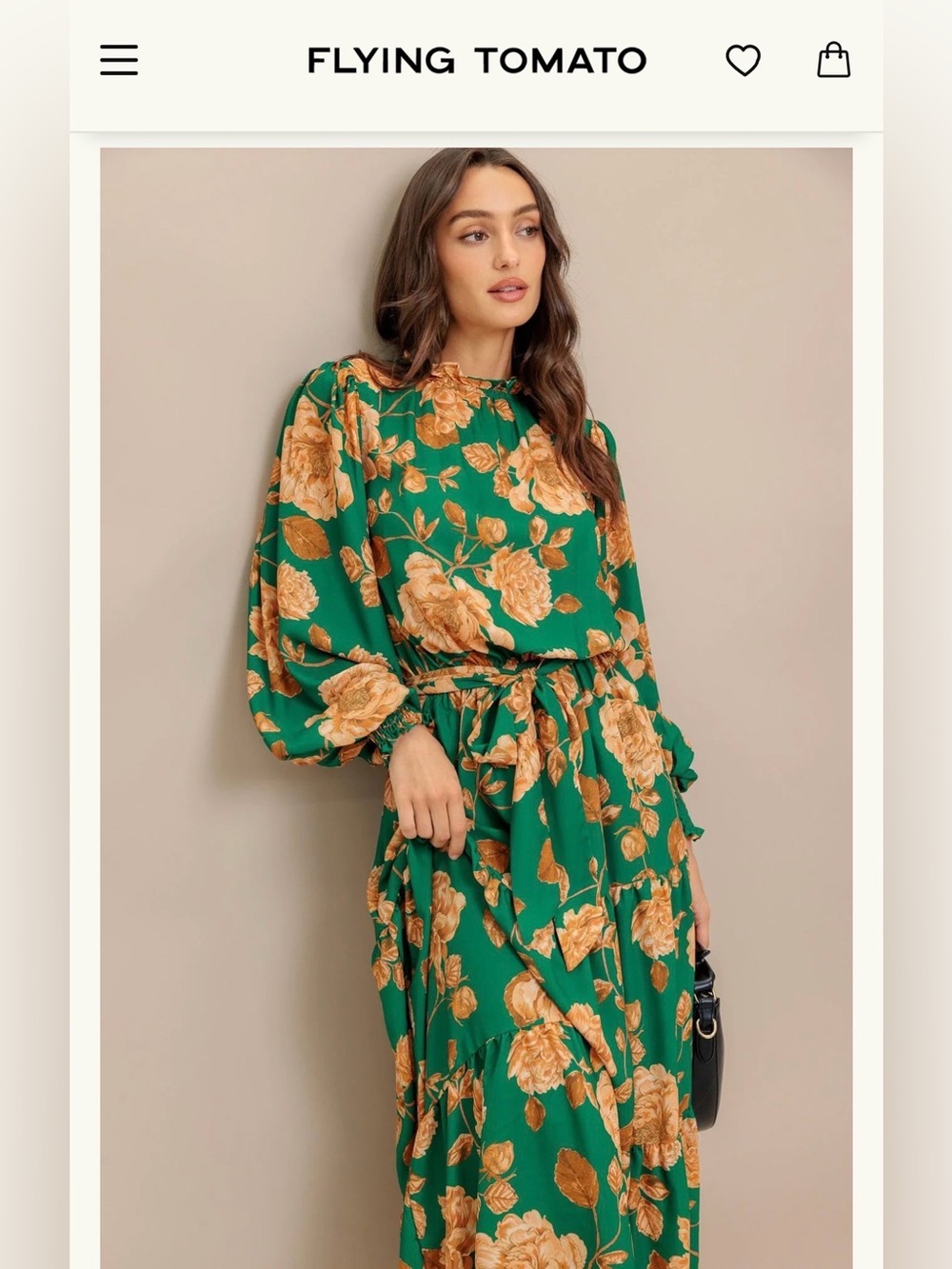 Flying Tomato Songs About You  Green and Gold Woven Midi Dress size Small